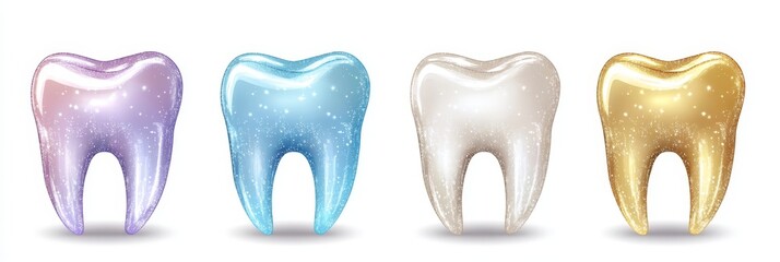 Wall Mural - Sparkling Tooth Isolated on White Background, Bright and Clean Appearance, Emphasizing Dental Hygiene and Oral Health