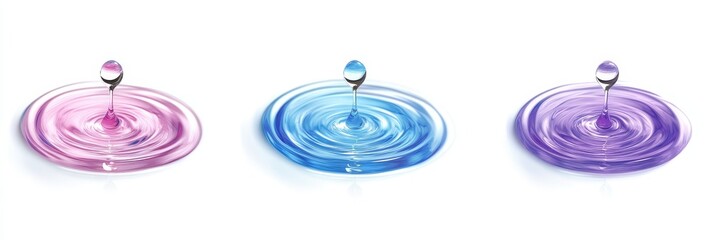 Wall Mural - Water droplet creating ripples, isolated on a smooth surface, showcasing intricate patterns and fluid dynamics in motion.