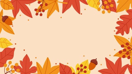 Wall Mural - a design frame featuring autumn leaves and nuts, a background video perfect for autumn.