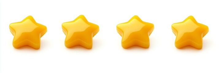Wall Mural - Yellow star with rounded edges, isolated on white background, vibrant color, smooth contours, ideal for graphic design and creative projects