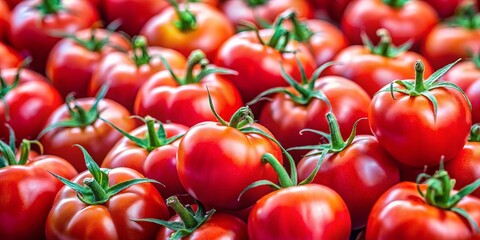 Wall Mural - A Close-Up View of Vibrant Red Tomatoes, Their Smooth Skins Gleaming with a Freshness That Invites a Bite