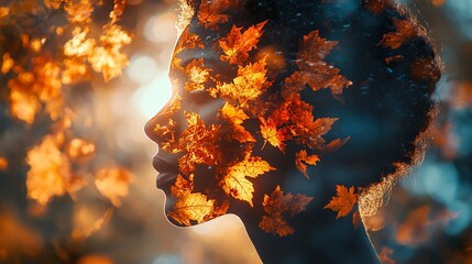 Autumn Silhouette: A Striking Image of a Person Filled with Warm Fall Colors