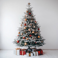 Wall Mural - decorated christmas tree for new year isolated on white background