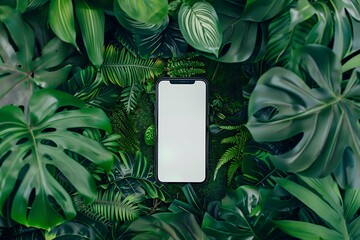 Realistic POV capture showing a hand holding a mobile phone with a blank white screen open to a messaging app interface Stock Photo with copy space
