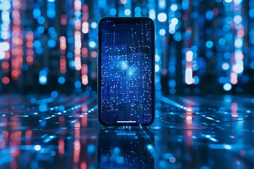 Realistic POV capture showing a hand holding a mobile phone with a blank white screen open to a messaging app interface Stock Photo with copy space
