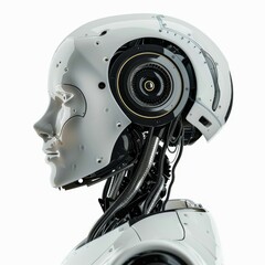Wall Mural - profile view of a white and black robot showing artificial intelligence