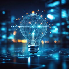 Innovation and Technology Glowing Light Bulb Symbolizing Ideas and Digital Transformation