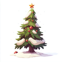 Wall Mural - beautiful 2d christmas tree concept
