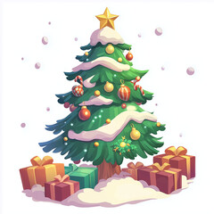 Wall Mural - beautiful 2d christmas tree concept