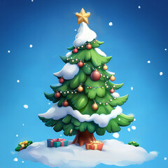 Wall Mural - beautiful 2d christmas tree concept