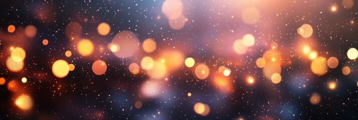 Poster - The night sky is filled with stars, enhanced by colorful abstract Christmas lights creating a magical and festive atmosphere. Generative AI