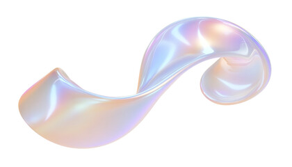 Wall Mural - abstract white blue pink wave fluid holographic Iridescent 3d render icon isolated on transparent background cutout