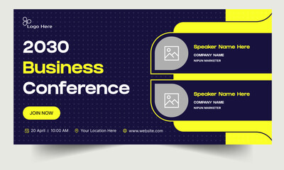 Wall Mural - Best business yearly conference digital webinar banner template design, online meeting banner design, editable vector eps 10 file format