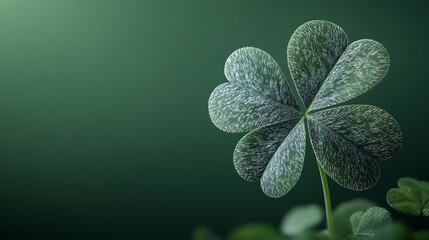 Wall Mural - Realistic 3D leaf clover isolated on a rich green background capturing the intricate details of its leaves and vibrant color perfect for celebrating St Patrick's Day