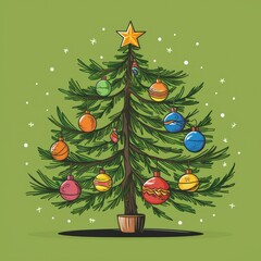 Wall Mural - christmas tree with gifts