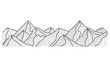 © EVGENIY - Hand drawn Mountain line arts illustration. Contour drawing scenic landscape. Abstract contemporary landscapes