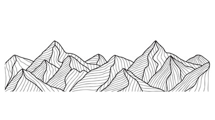 hand drawn mountain line arts illustration. contour drawing scenic landscape. abstract contemporary 
