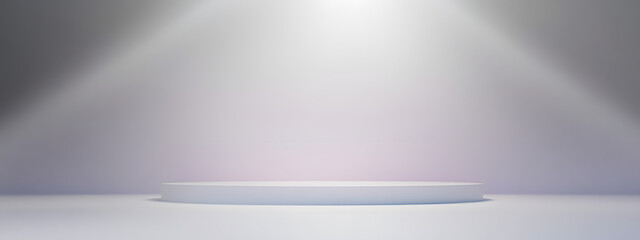 Poster - Abstract pastel gray color and gradient white light background in studio table backdrops display product design. Blank empty space room for showing. Blur 3D render podium stage grey texture pattern.