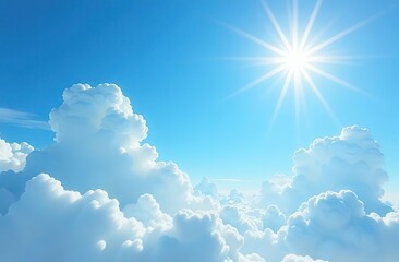 Wall Mural - white blue sky clound and sun