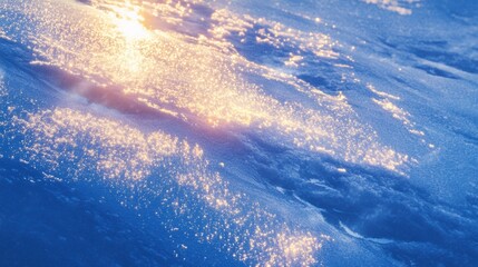 Poster - Delicate snow textures shimmer under the morning sun, creating a breathtaking view of nature's artistry in winter's grasp. Generative AI