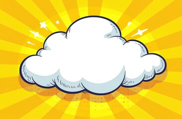 Wall Mural - comic yellow background with cloud illustration