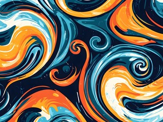 Vibrant Abstract Digital Pattern with Swirling Shapes and Bold Colors for Background or Wallpaper Design