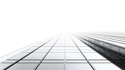 Wall Mural - Minimalist Modern Skyscraper with Reflective Glass Windows Against White Background