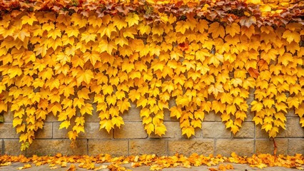 Wall Mural - Background of yellow autumn leaves on walls