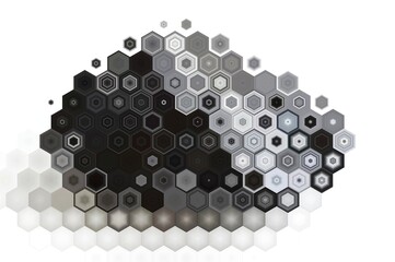 Hexagonal Abstract Art with Gradient Pattern on White Background