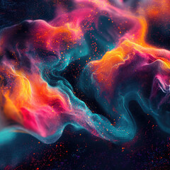 Wall Mural - colorful waves of light forming a cosmic nebula swirl