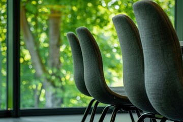 Office setup for job interviews, featuring hiring processes and marketing space. Interior design and human resources focused on creating an inviting business environment