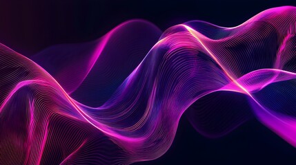 Wall Mural - Mesmerizing Neon Background with Flowing Abstract Wave Patterns