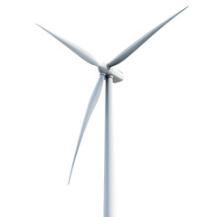 Modern wind turbine for renewable energy, isolated on transparent cutout background