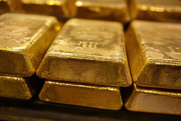 Gold Ingot. Golden Bar as Symbol of Wealth and Money in Banking Industry