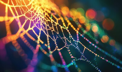 A colorful web of a spider's web