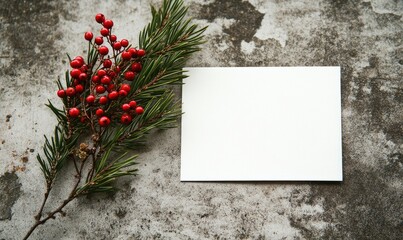 A white card with a red berry on it