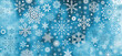© CFK - Various white snowflake figures snowflakes on a pastel blue background. Copy space for text. Christmas xmas celebration invitation gift present card.