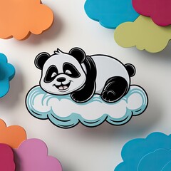 Wall Mural - panda and cloud