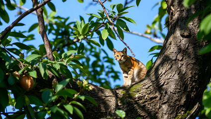 Margay wild cat in tree, Roatan, Bay Islands, Honduras