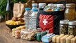 © Hammam - Emergency preparedness kit with food, water, and first aid supplies.