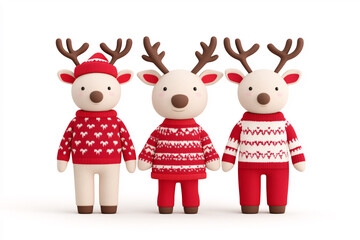 Explore the charm of these cute cartoon reindeer dressed in vibrant holiday sweaters perfect for adding joy to your festive decorations and celebrations