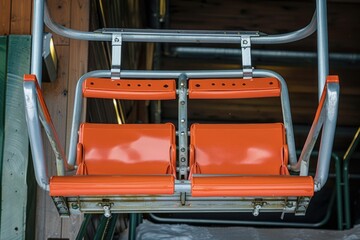 A vibrant orange chair with two connected seats