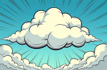Wall Mural - comic cartoon pop art background with cloud