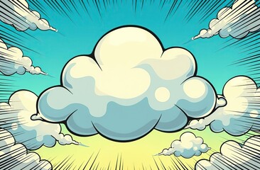 Wall Mural - comic cartoon pop art background with cloud