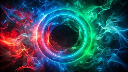 Poster - Abstract Swirling Energy Forms with a Luminous Ring of Blue and Green Light