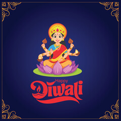 Happy Diwali celebration background. front view of banner design decorated with illuminated oil lamps on patterned red background. vector illustration