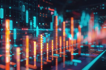 Wall Mural - a close-up view of a computer screen displaying multiple lights, potentially used in a tech-related 