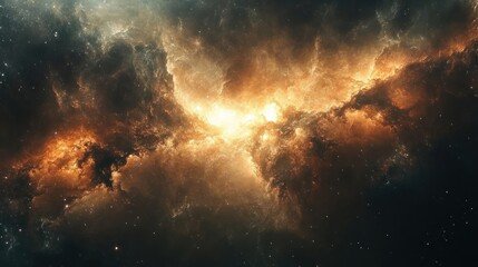 Wall Mural - intricate details of a nebula with star clusters amidst cosmic clouds.