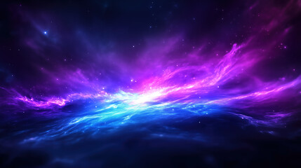 stunning cosmic scene featuring vibrant purple and blue nebulae swirling in vastness of space, evoking sense of wonder and mystery