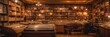 © Realistic Moments - Cozy retro record shop interior with floor-to-ceiling wooden shelves, vintage posters, and warm ambient lighting casting a golden glow on vinyl album covers in a nostalgic vinyl haven.